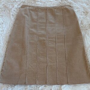 SISLEY Classic Tan Corduroy Skirt with pleated detail